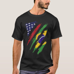 Brazil American Grown Flag USA Patriot Heritage Mo T-Shirt