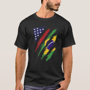 Brazil American Grown Flag USA Patriot Heritage Mo T-Shirt