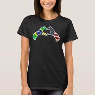 Brazil American USA Flag USA Brazilian Heart T-Shirt