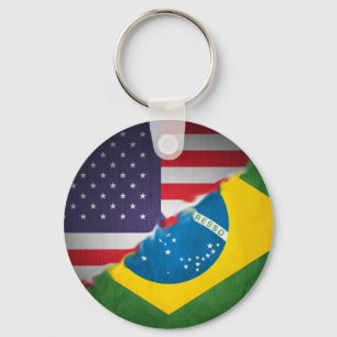 brazil and america keychain