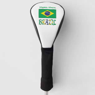 Brazil and Brazilian Flag Green Personalization Golf Head Cover