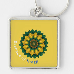 Brazil Banana Leaf Mandala - Essence of Brazil Key Keychain
