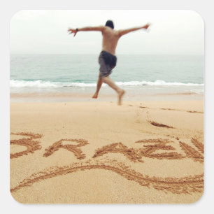 BRAZIL. Barechest man wearing a swimming suit Square Sticker