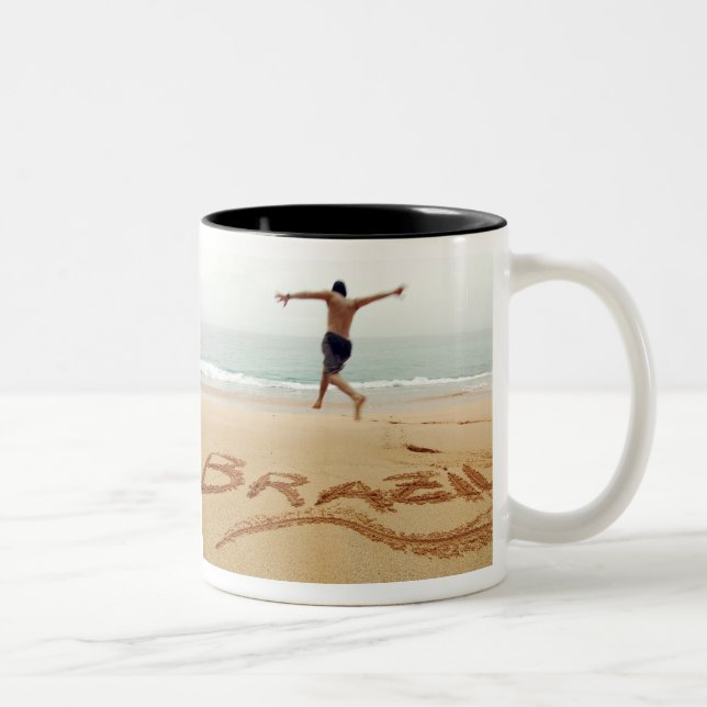 BRAZIL. Barechest man wearing a swimming suit Two-Tone Coffee Mug (Right)
