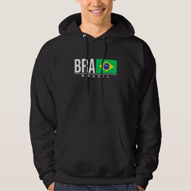 Brazil Brasil Flag Brazilian Country Code Bra Spor Hoodie (Front)