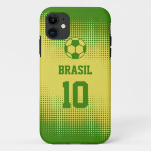 Brazil Brasil Football with Custom Text Number iPhone 11 Case