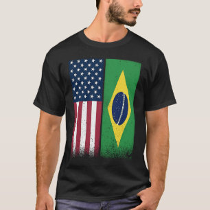 Brazil Brazilian American Flags Proud USA Brazil T-Shirt