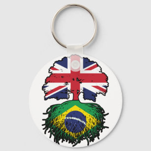 Brazil Brazilian British UK Tree Roots Flag Keychain