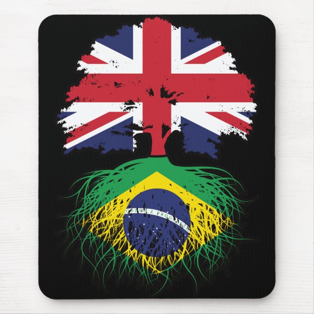 Brazil Brazilian British UK Tree Roots Flag Mouse Pad (Front)