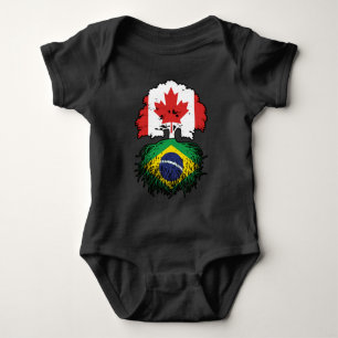 Brazil Brazilian Canadian Canada Tree Roots Flag Baby Bodysuit