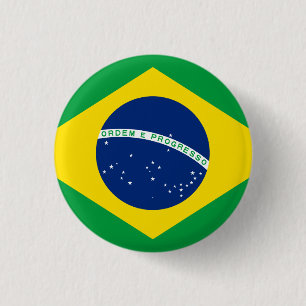 Brazil (Brazilian) Flag 1 Inch Round Button