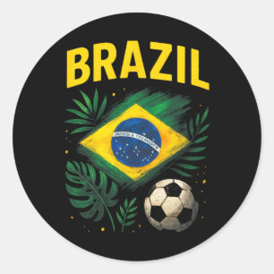 Brazil Brazilian Flag Brasil Soccer Footbyll Classic Round Sticker