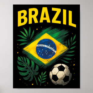Brazil Brazilian Flag Brasil Soccer Footbyll  Poster