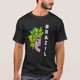 Brazil Brazilian Flag Half Face Butterfly Brazilia T-Shirt