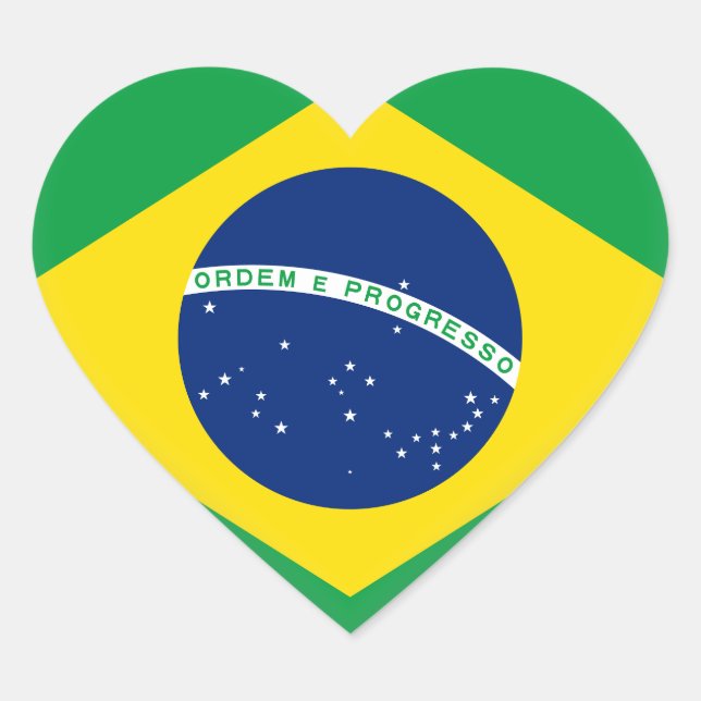 Brazil (Brazilian) Flag Heart Sticker (Front)