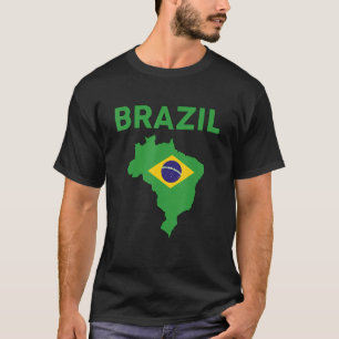 Brazil Brazilian Flag & Map Yellow T-Shirt