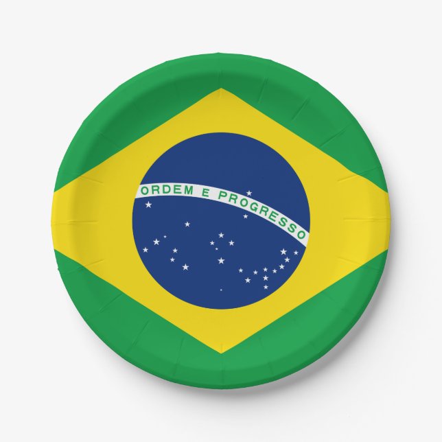Brazil (Brazilian) Flag Paper Plate (Front)