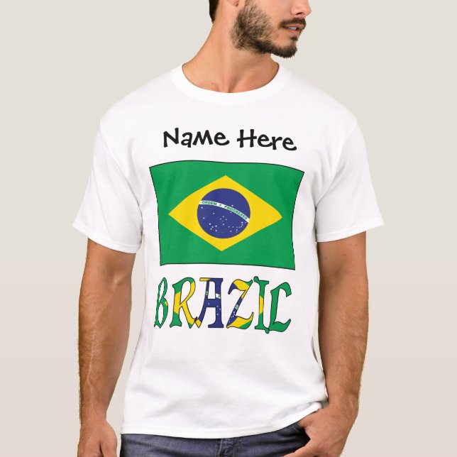 Brazil Brazilian Flag Personalized T-Shirt (Front)