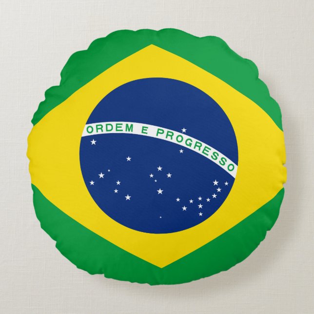 Brazil (Brazilian) Flag Round Pillow (Front)