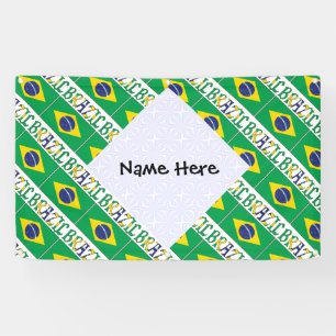 Brazil Brazilian Flag Tiled Personalized Name Banner