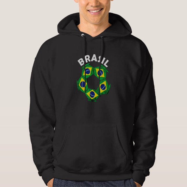 Brazil Brazilian Pride Brazil Soccer Brazilian Soc Hoodie (Front)