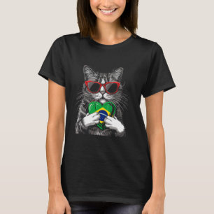 Brazil Brazilian Pride Cat Brasil Heart Brazilian T-Shirt