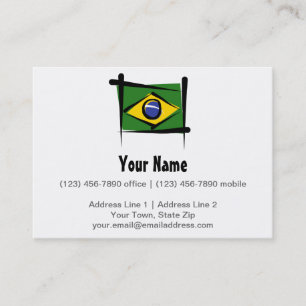Brazil Brush Flag Business Card