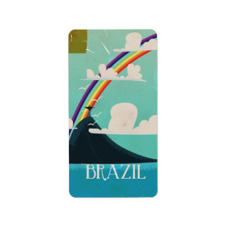 brazil christ the redeemer vintage travel poster label