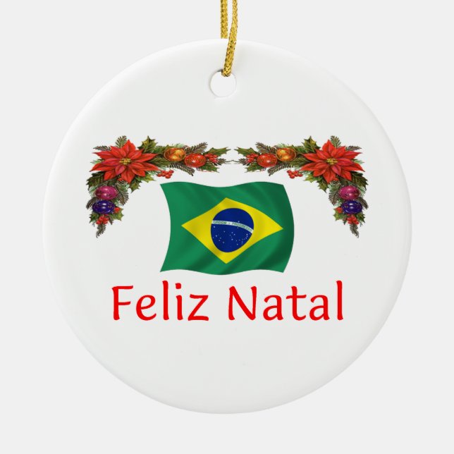 Brazil Christmas Ceramic Ornament (Front)