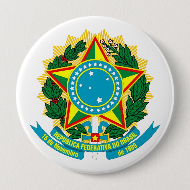 Brazil COA 4 Inch Round Button (Front)