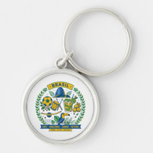 Brazil Culture Badge Cafe Samba Football Amazonia Keychain