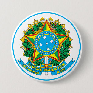 brazil emblem 3 inch round button