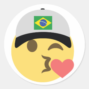Brazil Emoji Baseball Hat Classic Round Sticker