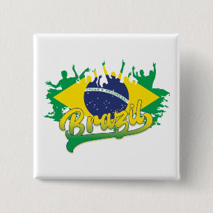 Brazil Flag 2 Inch Square Button
