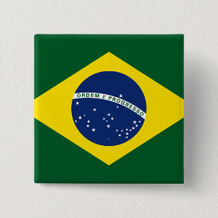 Brazil flag 2 inch square button