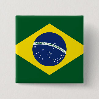 Brazil flag 2 inch square button