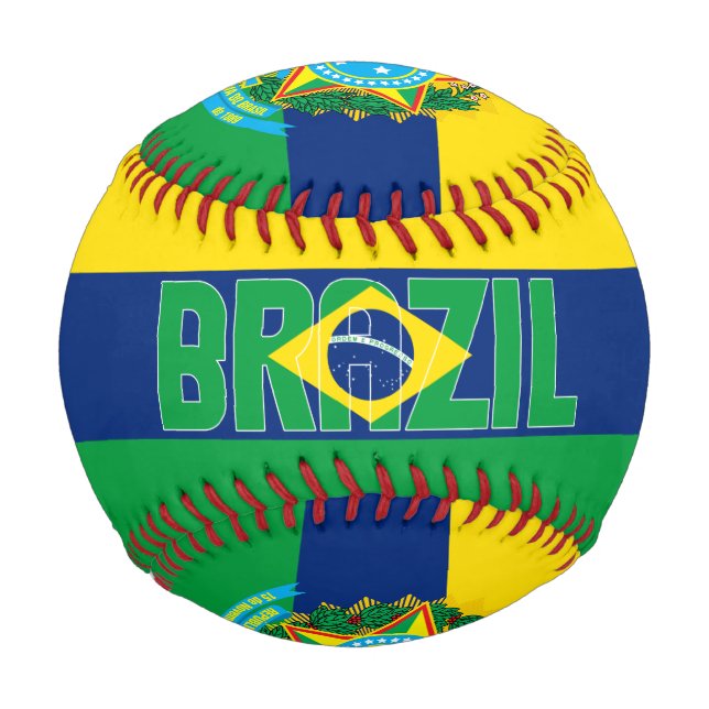 Brazil Flag and Coat of Arms Patriotic Baseball (Front)