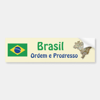 Brazil Flag and Map Bumper Sticker