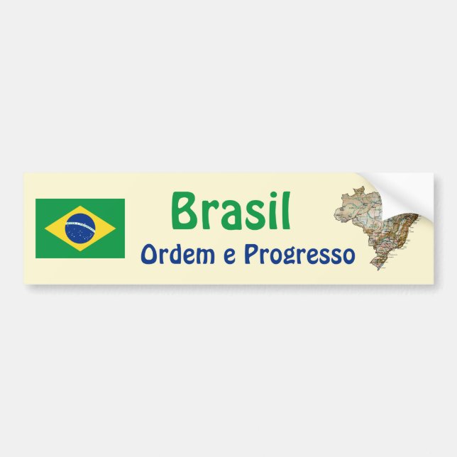 Brazil Flag and Map Bumper Sticker (Front)