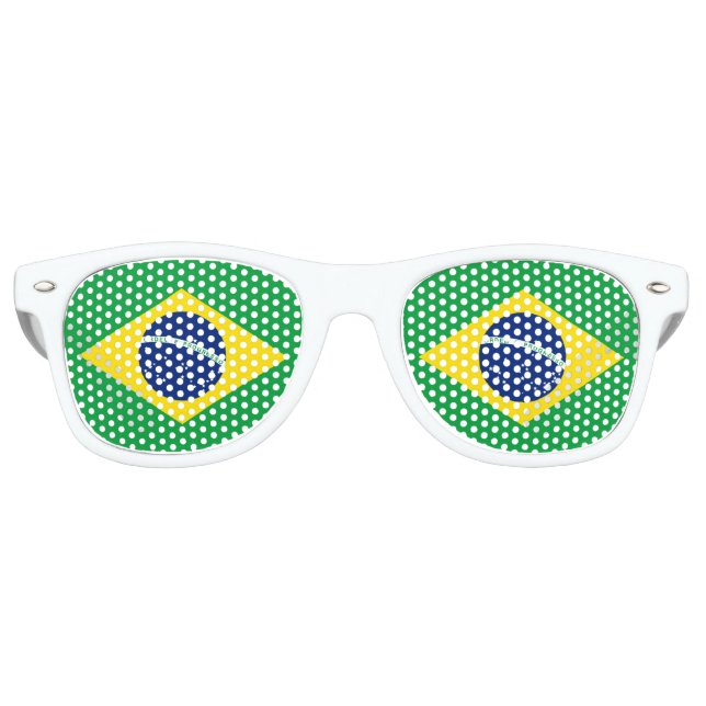 Brazil Flag Brazilian National Bandeira do Brasil Retro Sunglasses (Front)
