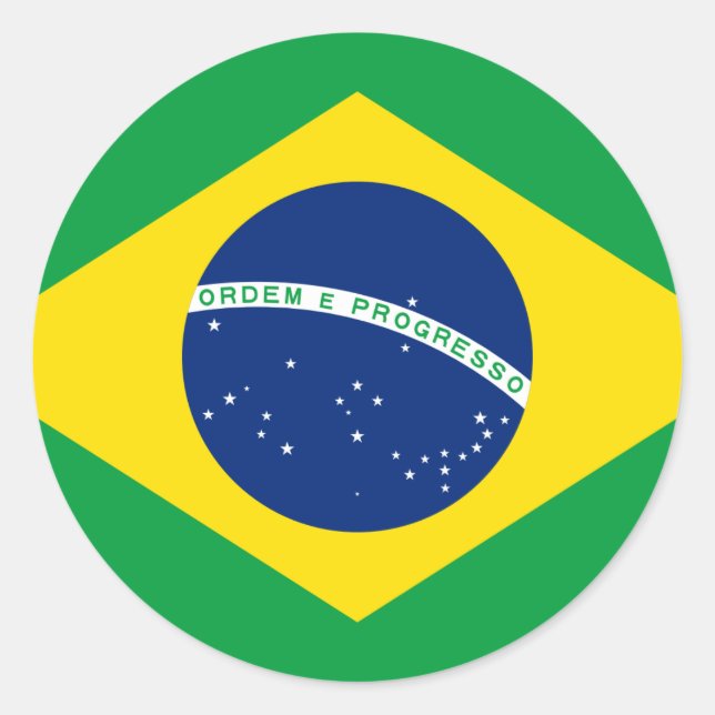 Brazil Flag Classic Round Sticker (Front)