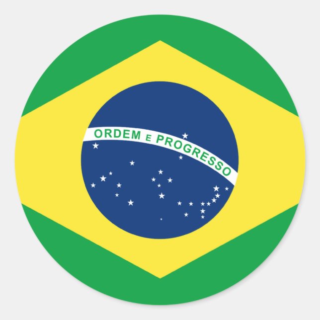 brazil flag classic round sticker (Front)
