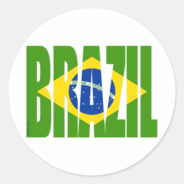BRAZIL Flag Classic Round Sticker (Front)