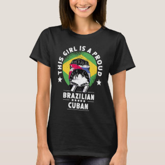 Brazil Flag Cuba Grown Women Girl Citizen Pride T-Shirt