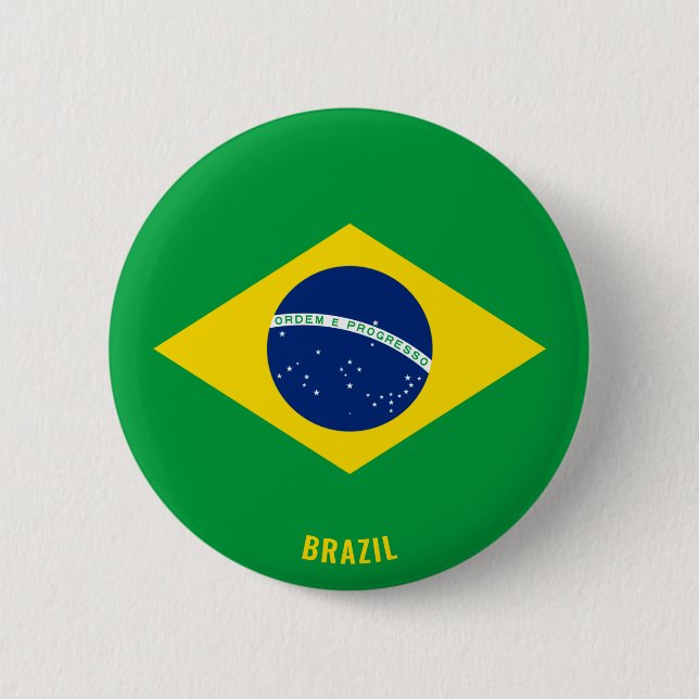 Brazil Flag Cute Patriotic 2 Inch Round Button (Front)