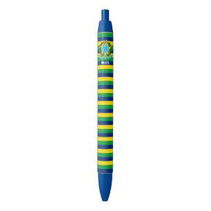 Brazil Flag Cute Patriotic  Black Ink Pen