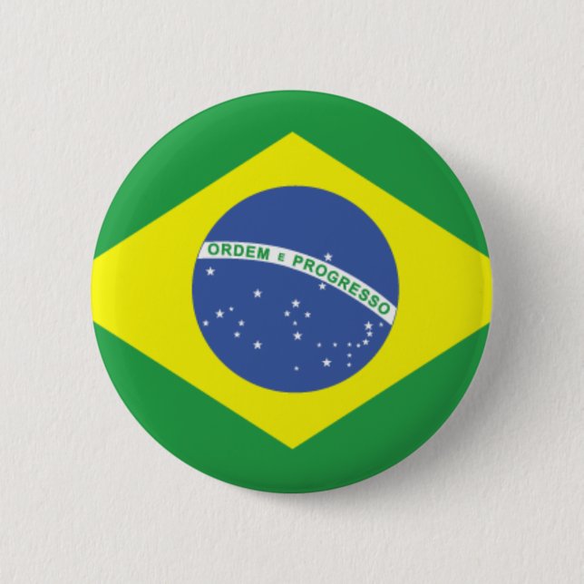 Brazil Flag Design 2 Inch Round Button (Front)