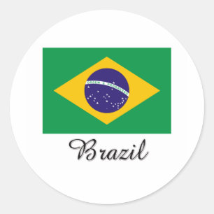 Brazil Flag Design Classic Round Sticker