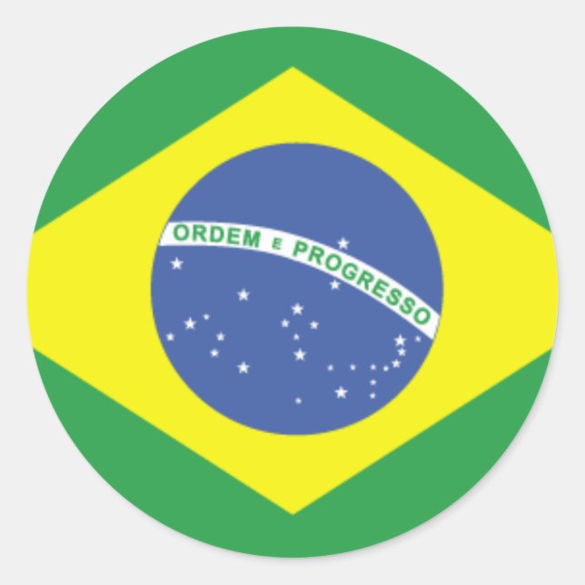 Brazil Flag Design Classic Round Sticker (Front)