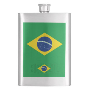 Brazil Flag Elegant Patriotic Hip Flask